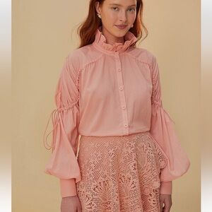 NWT Farm Rio XS Light Pink Long Sleeve Blouse